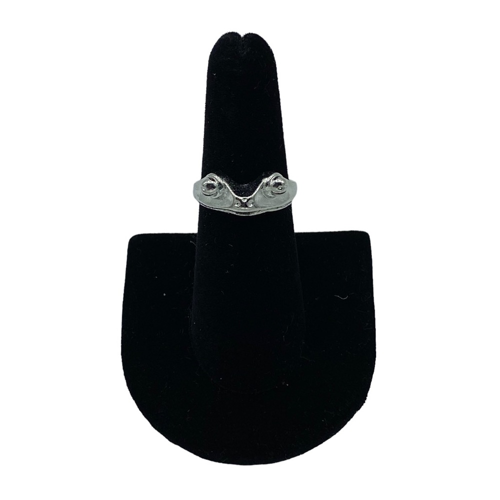 Silver Gray Frog Face Wrap Around Ring